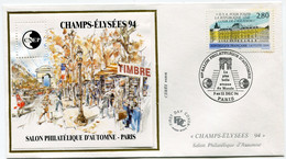 FRANCE ENVELOPPE 1er JOUR DU SALON PHILATELIQUE D'AUTOMNE  AVEC LE FEUILLET-SOUVENIR 19 "CHAMPS-ELYSEES 94"   +......... - CNEP