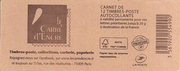 FRANCE - BOOKLET / CARNET, Yvert 851 C6- 2013 - Marianne De Ciappa, 12x TVP Red - Definitives