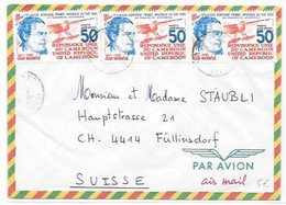 CAMEROUN - République Unie - Lettre Par Avion > Suisse + 3 Timbres POSTE AERIENNE MERMOZ Pionnier AEROPOSTALE - Avions