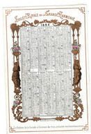 1 Carte Visite Société Royale De La Grande Harmonie  Calendrier 1864 Lith. Carbote  12,5 X19 Cm - Porcelana