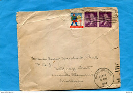 Marcophilie-lettre USA+VIGNETTE""greeting"" Cad   Birmingham  Decib 9 Pm 1945 - Covers & Documents