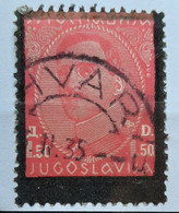 KING ALEXANDER-1.50 D-BLACK OVERPRINT-POSTMARK HVAR-CROATIA-YUGOSLAVIA-1934 - Gebraucht