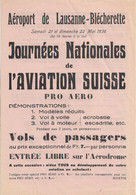 Aviation - Affiche Meeting Lausanne-Blécherette - 1938 - Rarissime - Poster