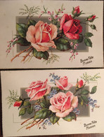 2 Cpa, Bonne Fête Maman, Bouquets- Brins De Roses, édition Univers, Série 411, Non écrite, Bon état Général - Mother's Day