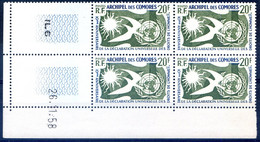 Comores N°15 Bloc De 4, Coin Daté 26.1.58 - Neuf** - (F115) - Unused Stamps