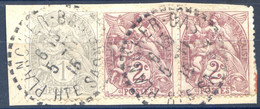 France N°107 Et 108 (x2) Sur Fragment, TAD PLANCHER-BAS, Haute Saône 5.11.1918 - (F118) - 1900-29 Blanc