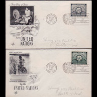 UN-NEW YORK 1953 - FDCs - 19-20 Tech Assistance - Brieven En Documenten