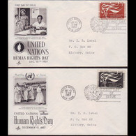 UN-NEW YORK 1957 - FDCs - 57-8 Human Rights Day - Brieven En Documenten