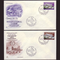 UN-GENEVA 1974 - FDC - 37-8 ILO New HQ. - Covers & Documents