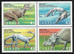 Canada  Scott  Bloc N° 1495 à 1498 Dinausores      Neufs * *    B/TB        - Prehistorie