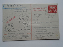 D176457  Netherlands Postal Stationery 1946    Malden   Sent To Germany  Probstdeuben  Grossdeuben  Bei Leipzig - Ganzsachen