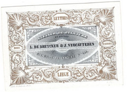 LUIK 1845 Litho Handpers Atelier De Peinture & Decors L. De Bruycker &J. Vercauteren Rue Basse Sauvenière Liège Palante - Porcelana