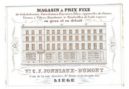 1845 Litho Handpers LUIK Magasin De Gobleterries Fayences Appareils De Chemie  Jonniaux - Dumont St Denis  Liège  11x8cm - Porcelaine