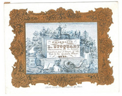 1 Carte Visite  Pharmacie De L. Stoquart Rue D' Havre Près De La Grande Place MONS  Lith.Hackl Mons Bergen   15 X12 Cm - Porcelana