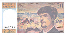 20 Francs Geldschein, 20 F 1980-1997 ''Debussy'' AU/EF (II) - 20 F 1980-1997 ''Debussy''