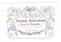 1 Carte Visite Bataille - Vandergheijnst Et Desclée Fontaine Nég.en Vins à Renaix  Ronse Lith.Gyselynck  13,5 X 9,5cm - Porcelaine