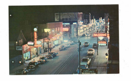 NORTH BAY, Ontario, Canada, Main Street & Stores At Night, 1950's Cars, Old Chrome Postcard - North Bay