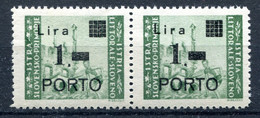 Z2248 ITALIA OCCUPAZIONI ISTRIA Litorale Sloveno 1946 Segnatasse 1 L., MNH**, Sassone N. 8a + 8, Coppia Varietà + Normal - Occup. Iugoslava: Litorale Sloveno