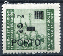 Z2253 ITALIA OCCUPAZIONI ISTRIA Litorale Sloveno 1946 Segnatasse 2 L., MNH**, Sassone N. 9a Varietà, Val. Cat. Sassone: - Joegoslavische Bez.: Slovenische Kusten