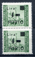 Z2254 ITALIA OCCUPAZIONI ISTRIA Litorale Sloveno 1946 Segnatasse 4 L., MNH**, Sassone N. 10a + 10, Coppia Varietà + Norm - Joegoslavische Bez.: Slovenische Kusten