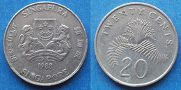 SINGAPORE - 20 Cents 1988 "powder-puff Plant" KM# 52 - Edelweiss Coins - Singapour