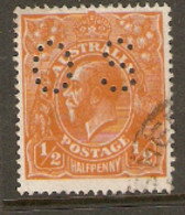 Australia  1918  SG  O66  1/2d  Perfins OS Fine Used - Officials
