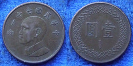 TAIWAN - 1 Yuan Year 71 (1982) Y# 551 Republic Standard Coinage - Edelweiss Coins - Taiwán