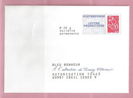 France, Prêt à Poster Réponse, 3734A, Postréponse, Bleu Bonheur, Marianne De Lamouche - PAP: Ristampa/Lamouche