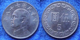 TAIWAN - 5 Yuan Year 78 (1989) Y# 552 Republic Standard Coinage - Edelweiss Coins - Taiwan