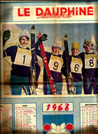 Calendrier 1968 Du Journal Le Dauphiné Libéré - 1 Page Datée Du 31-12-1967 Jeux Olympiques Hiver Grenoble Photo P. Guyot - Grand Format : 1961-70