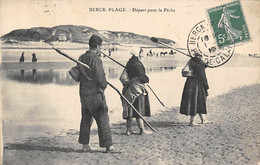 Thème:  Pêche à La Crevette .  Berck-Plage   62   Départ Pour La Pêche.          (voir Scan) - Pesca