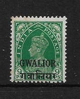 INDIA - GWALIOR 1939 9p SG 107 LIGHTLY MOUNTED MINT Cat £75 - Gwalior