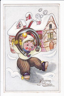 Lot 3 Cp - Dessins Enfants Dans La Neige Avec Maison Derrière- Bonne Année - Baby's