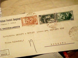 PIEGO PELLAMI  SANGIORGI IMOLA STAMPE RACCOMANDATA 25 LIRE +5 + 10 ITALIA AL LAVORO  L 1952 HU2276 - Imola