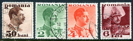 ROMANIA 1934 King Carol II Definitive Used.  Michel 474-77 - Gebraucht