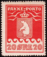 1916. PAKKE PORTO. 20 øre Red. Thiele. Perf 11 ½. Karton Paper. Hinged. (Michel 9A) - JF411018 - Paketmarken