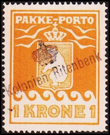 1930.  PAKKE PORTO. 1 Kr. Yellow. Thiele. Perf. 11 ½. Cancelled Kolonien Ritenbenk Un... (Michel 11A) - JF411030 - Colis Postaux