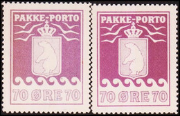 1937. 70 øre Violet. Schultz. Perf 10 3/4. 2 Different Shades Including Red Lilac. Ne... (Michel 10B) - JF411037 - Pacchi Postali