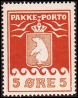 1916. PAKKE PORTO. 5 øre Brown. Thiele. Perf 11 ½. Thick Paper. (Michel 6A) - JF411041 - Paketmarken