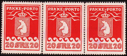 1916. PAKKE PORTO. 20 øre Red. Thiele. Perf 11 ½. 3-stripe Cancelled Kolonien Christi... (Michel 9A) - JF411046 - Pacchi Postali