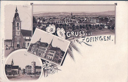 Gruss Aus Zofingen 1893, Post, Kirche Und Rathaus (29.12.1893) - Zofingen