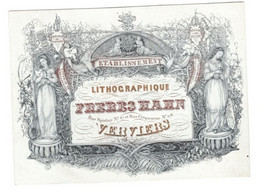 Carte Visite  Etablissement Lithographique Imprimerie   Fournitures De Bureaux Reliure Frères Hahn Verviers  15,5x11,5cm - Porcelaine