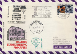 AUTRICHE / AUSTRIA / United Nations VIENNA 1987 78th Balloon Post Flight Cover - Balloon Covers