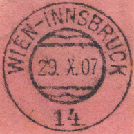 AUTRICHE / ÖSTERREICH - 1907 WIEN-INNSBRUCK Nr.14 Bahnpoststempel On Fragment - Oblitérés