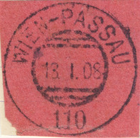 AUTRICHE / ÖSTERREICH - 1908 WIEN-PASSAU Nr.110 Bahnpoststempel On Fragment - Oblitérés