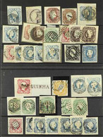 PORTUGAL CLASSICS HOARD Good Quality Assortment Of Imperf And Perf Classics To 1893 On Cards Incl 1855 Straight Hair 25r - Sonstige & Ohne Zuordnung