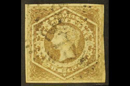 NEW SOUTH WALES 1854-59 6d Greyish Brown Diadem, Error Of Watermark "8", SG 96a, Four Margins And "275" Cancel Of Woonon - Other & Unclassified