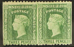 NEW SOUTH WALES 1882-97 3d Yellow-green Perf 11, IMPERF BETWEEN PAIR, SG 226da, Fine Mint. An Impressive Example Of This - Andere & Zonder Classificatie