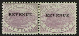 TASMANIA POSTAL FISCAL 1900 6d Mauve Opt’d “Revenue”, SG F37, Very Fine Mint PAIR. For More Images, Please Visit Http:// - Other & Unclassified