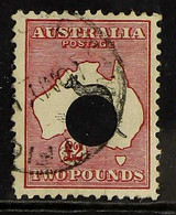 1913 £2 Black & Rose "Roo", Wide Wmk, SG 16, Good Used With Telegraph Punch Hole. Cat £4000 Postally Used. For More Imag - Andere & Zonder Classificatie